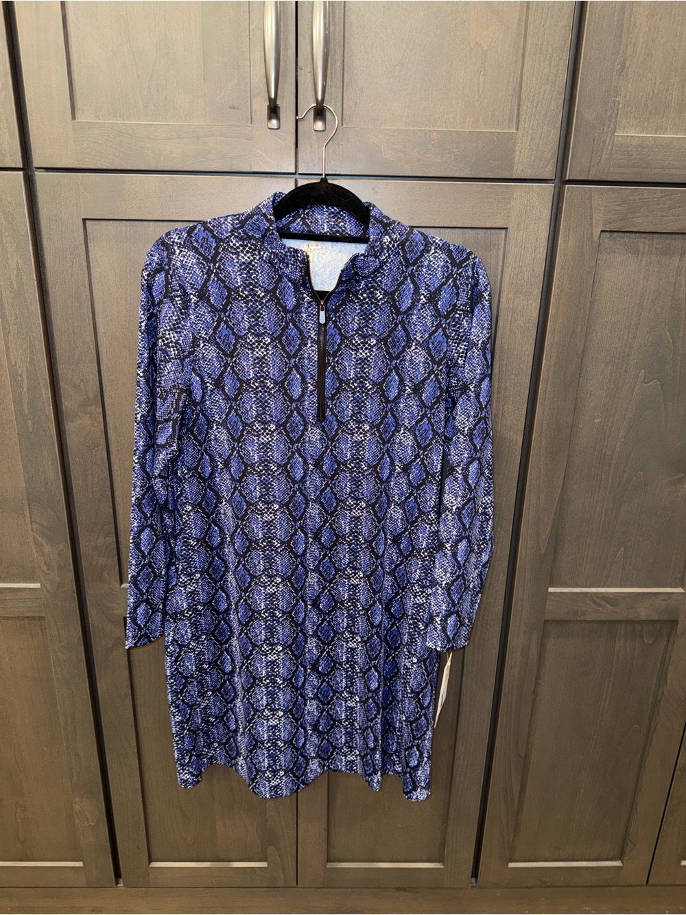 Lulu-B NWT Women’s Blue Snake-Print Zip-Front Dress Size Small